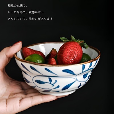 陶瓷汤钵碗青花手绘面碗料理饭店牛丼饭碗家用复古米饭碗创意餐具