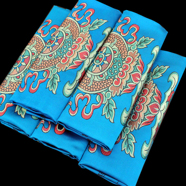 哈达围巾蓝色蒙古族八吉祥真丝刺绣哈达加厚藏族饰品包邮批量发