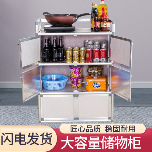 不生锈碗柜家用厨房橱柜简易组装柜储物餐具收纳柜出租房餐边柜子