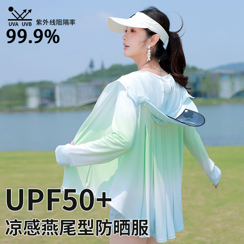 云朵原纱防晒服女2025夏季新款防紫外线时尚燕尾冰丝凉感皮肤衣潮