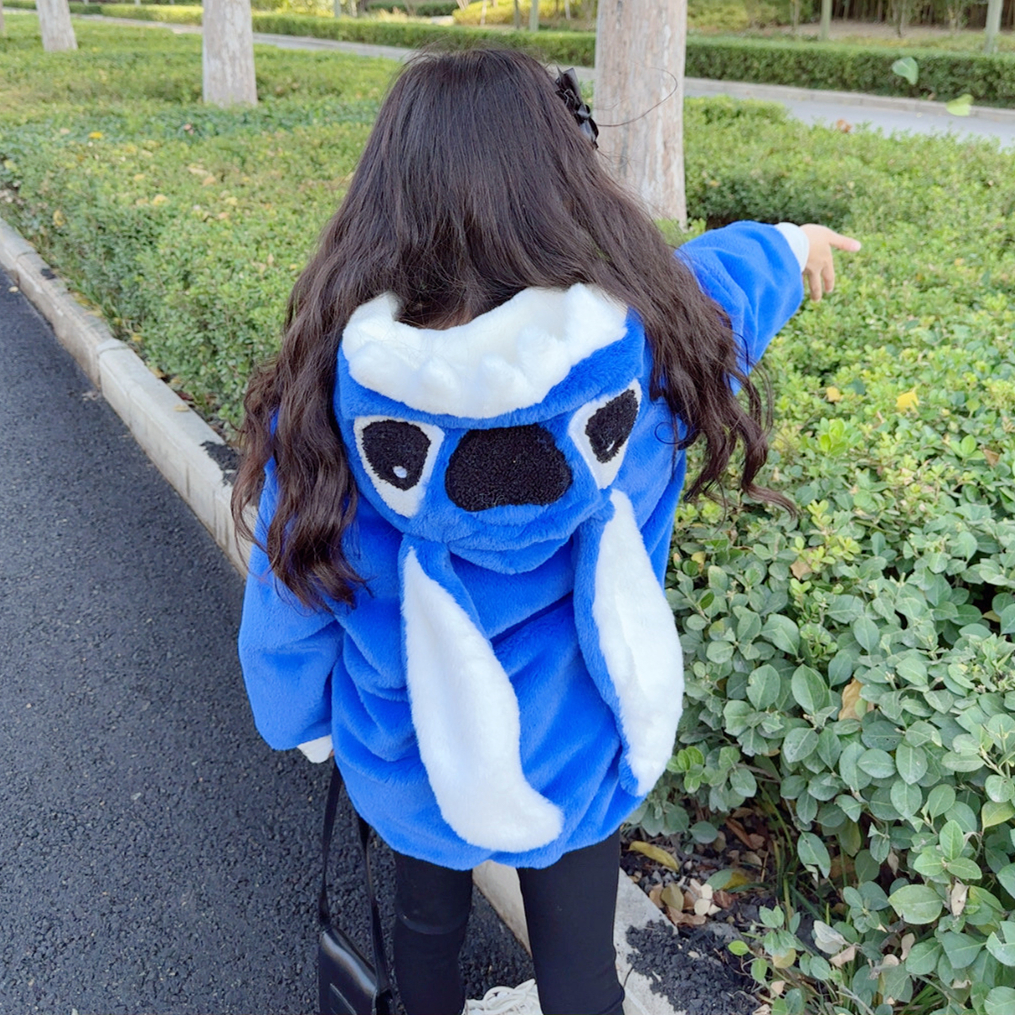 儿童皮草外套冬季棉服史迪仔中小男女童宝宝加绒加厚仿獭兔毛毛衣