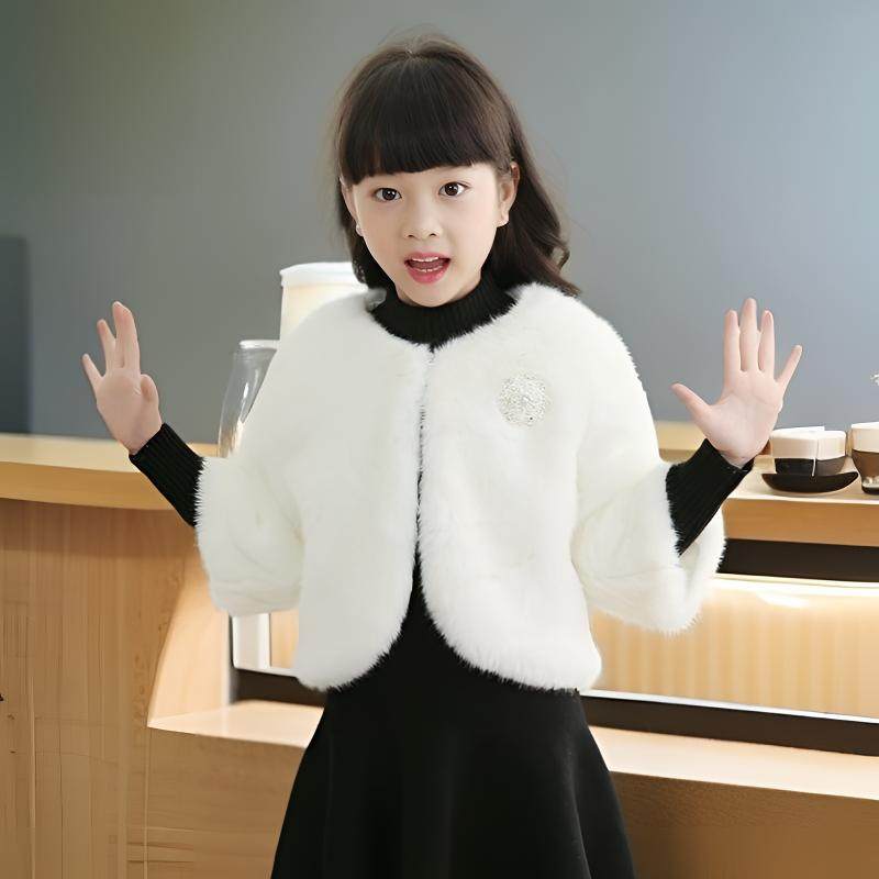 儿童皮草外套女冬季公主披肩花童礼服演出保暖七分袖宝宝绒毛毛衣,童装/婴儿装/亲子装,儿童演出服,淘宝优惠券,粉丝福利购,淘宝优惠卷