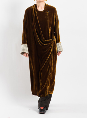 城市山民UrbanTribe2025秋女式丝绒双襟中式宽松外套CF69255