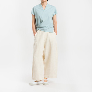 城市山民UrbanTribe女式亚麻棉落裆宽腿裤CF79249