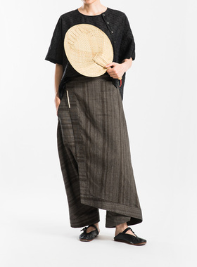 城市山民UrbanTribe女式棉麻色织立体拱针渔夫裤CF79199