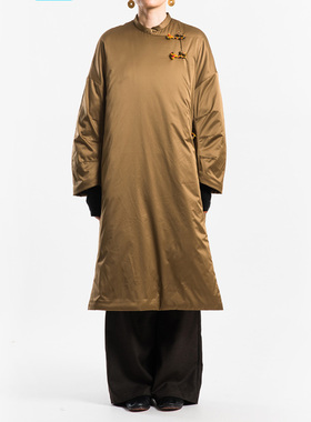 城市山民UrbanTribe女式偏襟廓形手工扣长棉服CF69247