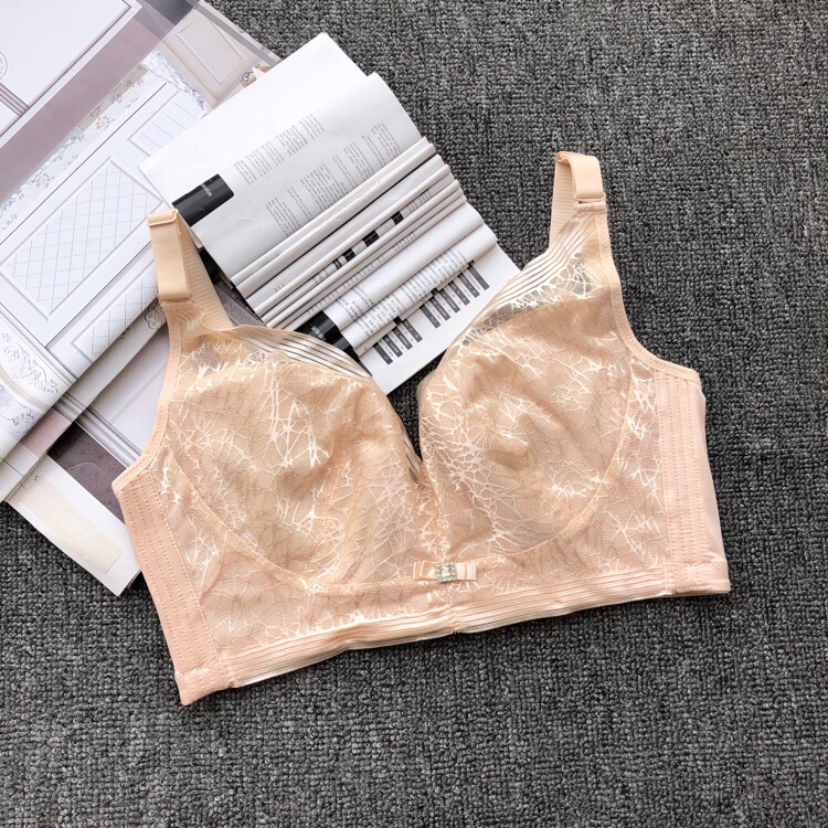 新款710无海绵无钢圈夏季收侧副乳舒适果大胸显小深V型女内衣文胸