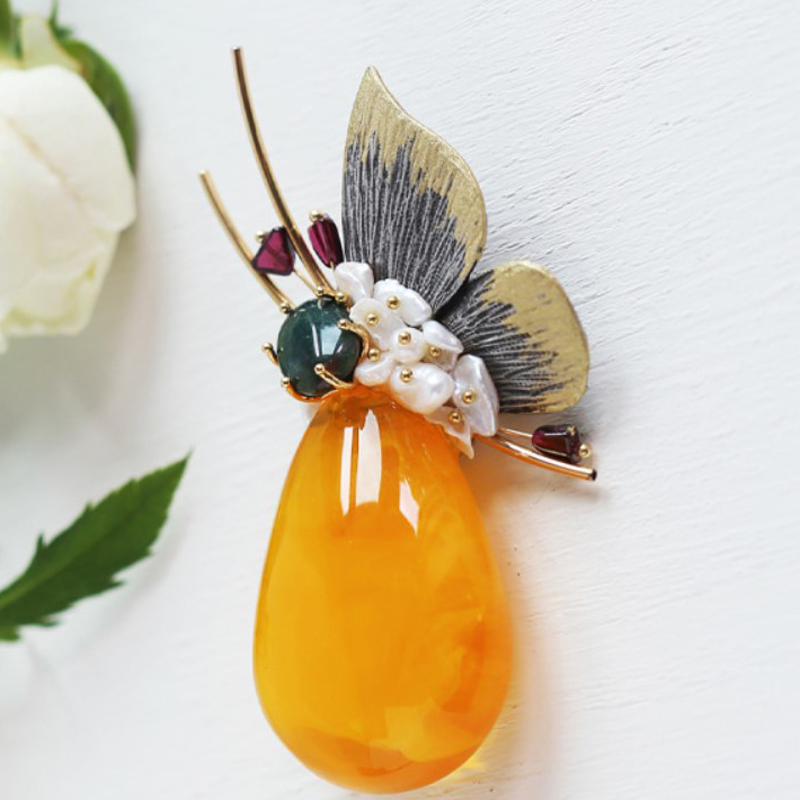 天然珍珠高档复古韩国手工胸针