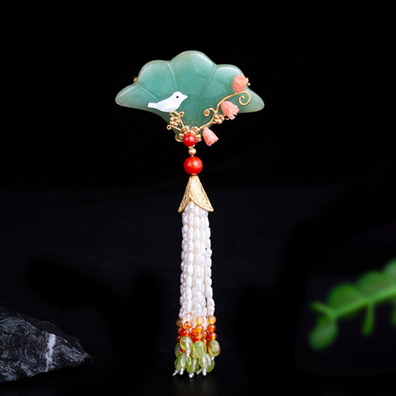天然珍珠玉石水晶胸针女奢华高档