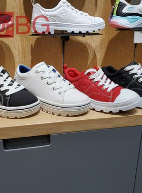 斯凯奇杨紫同款ROADIES复古帆布休闲鞋小白鞋女 74370-BLK 74100