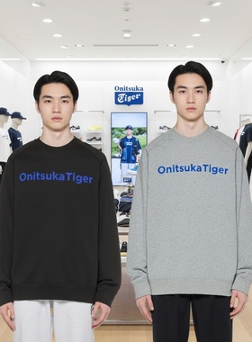 Onitsuka Tiger鬼塚虎男女款冬季花灰色圆领套头长袖卫衣2183B307