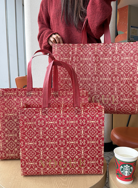 喜庆红色新年礼品包装袋女装服装店手提袋购物袋环保袋礼品袋定制