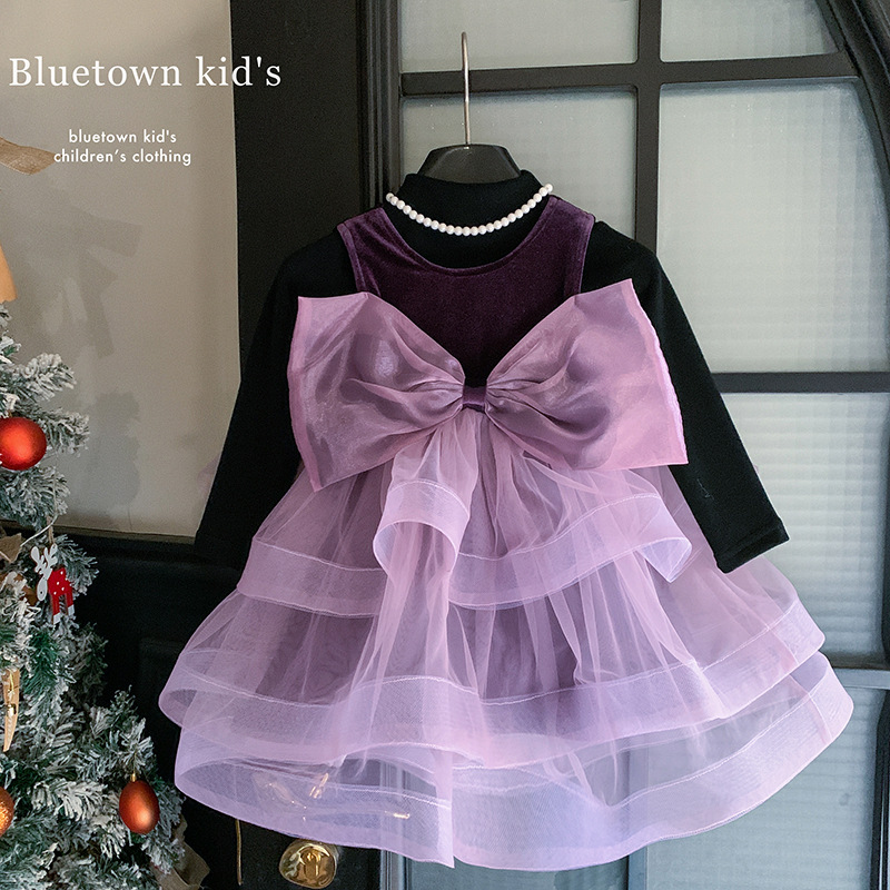 女童套装连衣裙儿童套装加绒蓬蓬裙女童连衣裙女童裙子宝宝套装冬