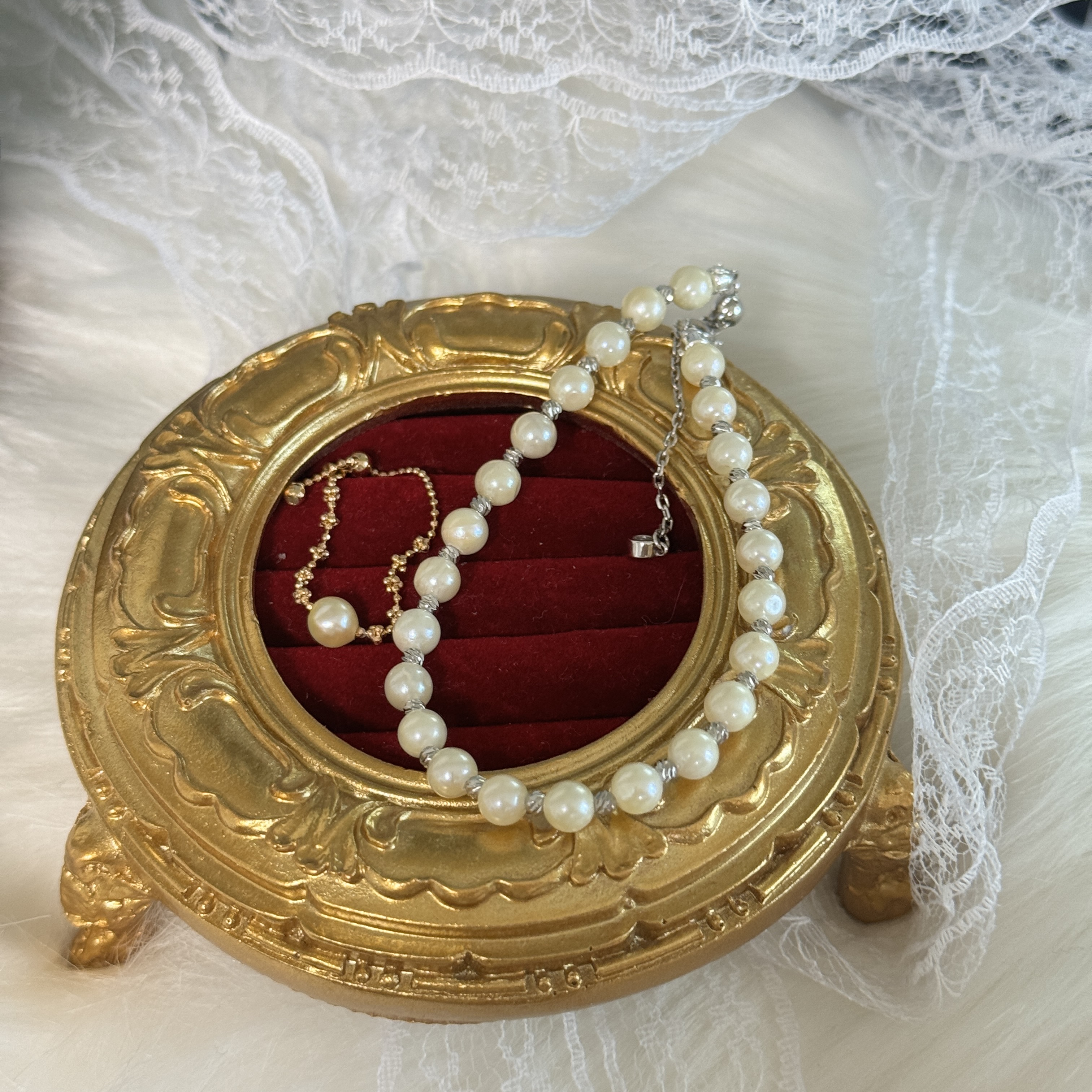 清仓处理天然海水AKOYA羽皇金手链戒指套装