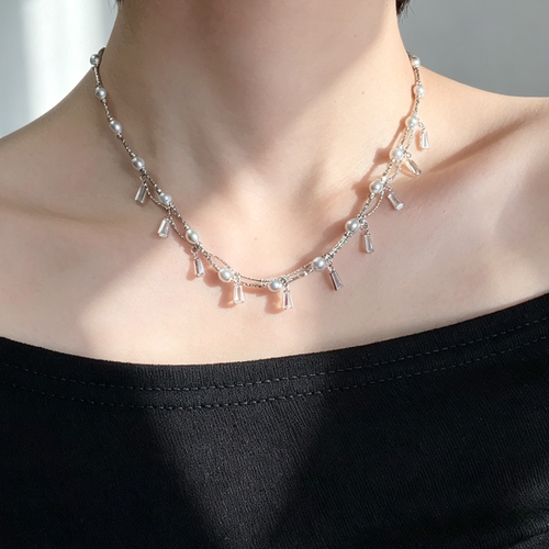 J PRINCESS· 清冷系满天星海水真多麻双层项链锆石小方钻choker