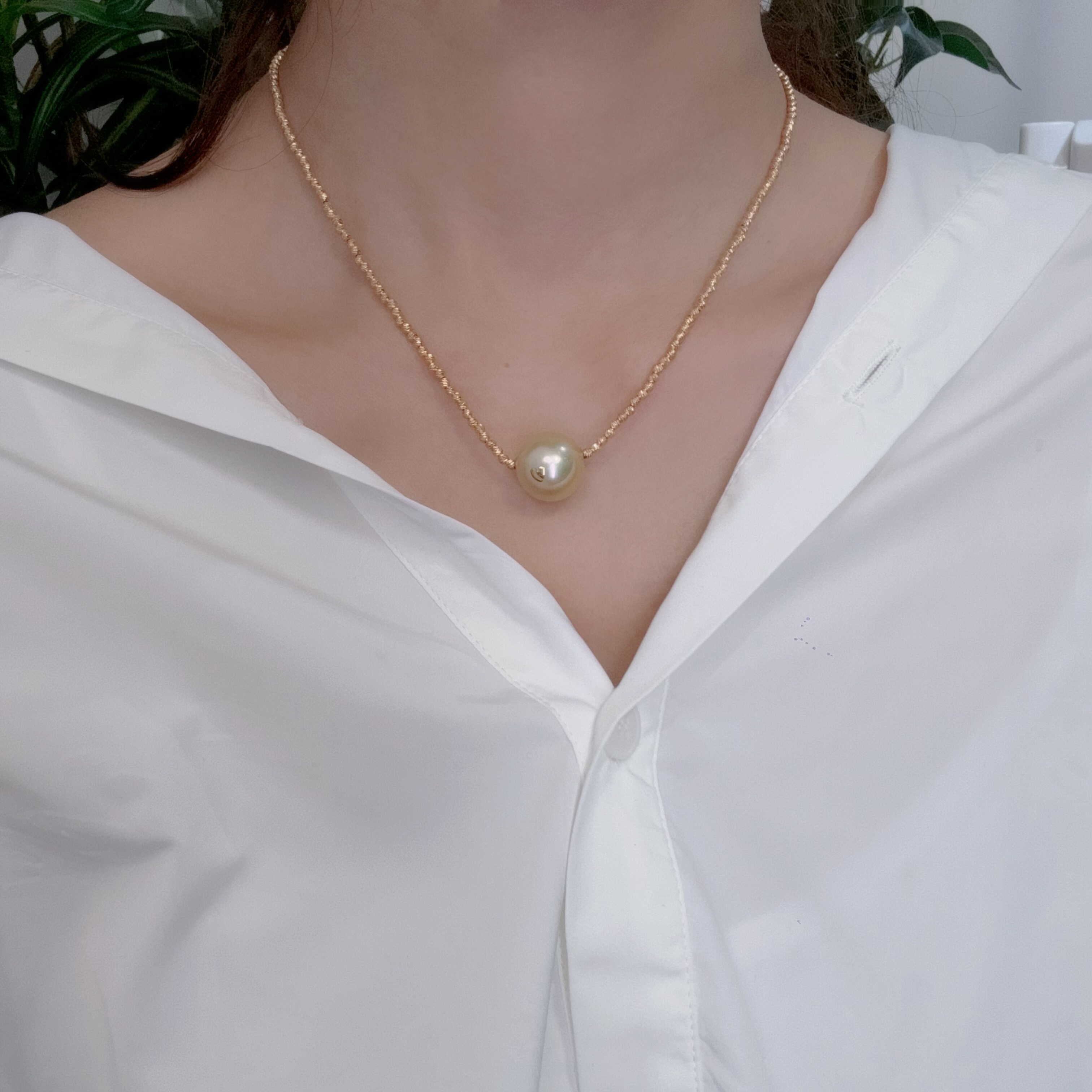 【J PRINCESS】琉璃金光18K金天然海水南洋金珠项链15.8MM正圆