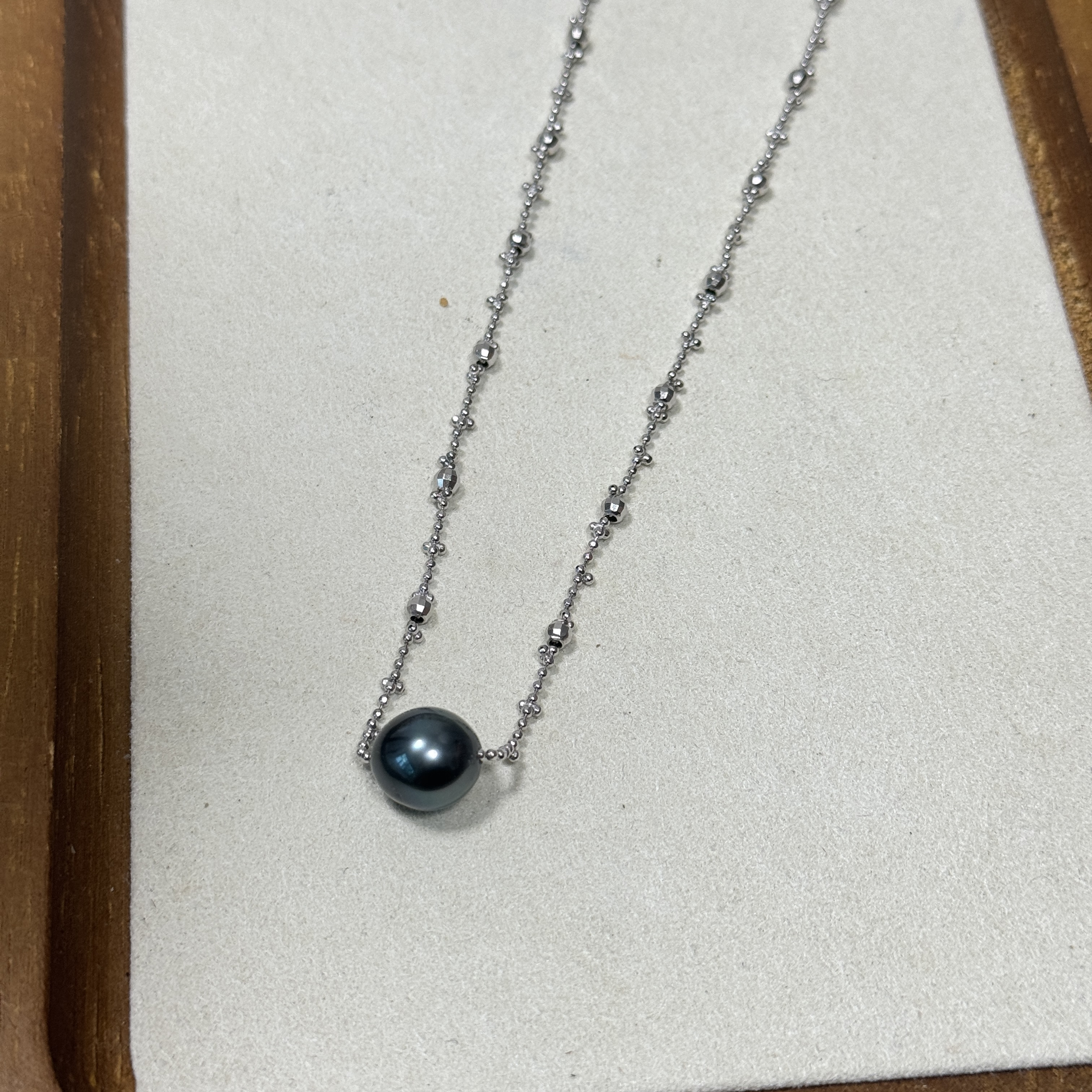 清仓特价海水大溪地黑珍珠超油亮纯银仙女链项链10.3MM