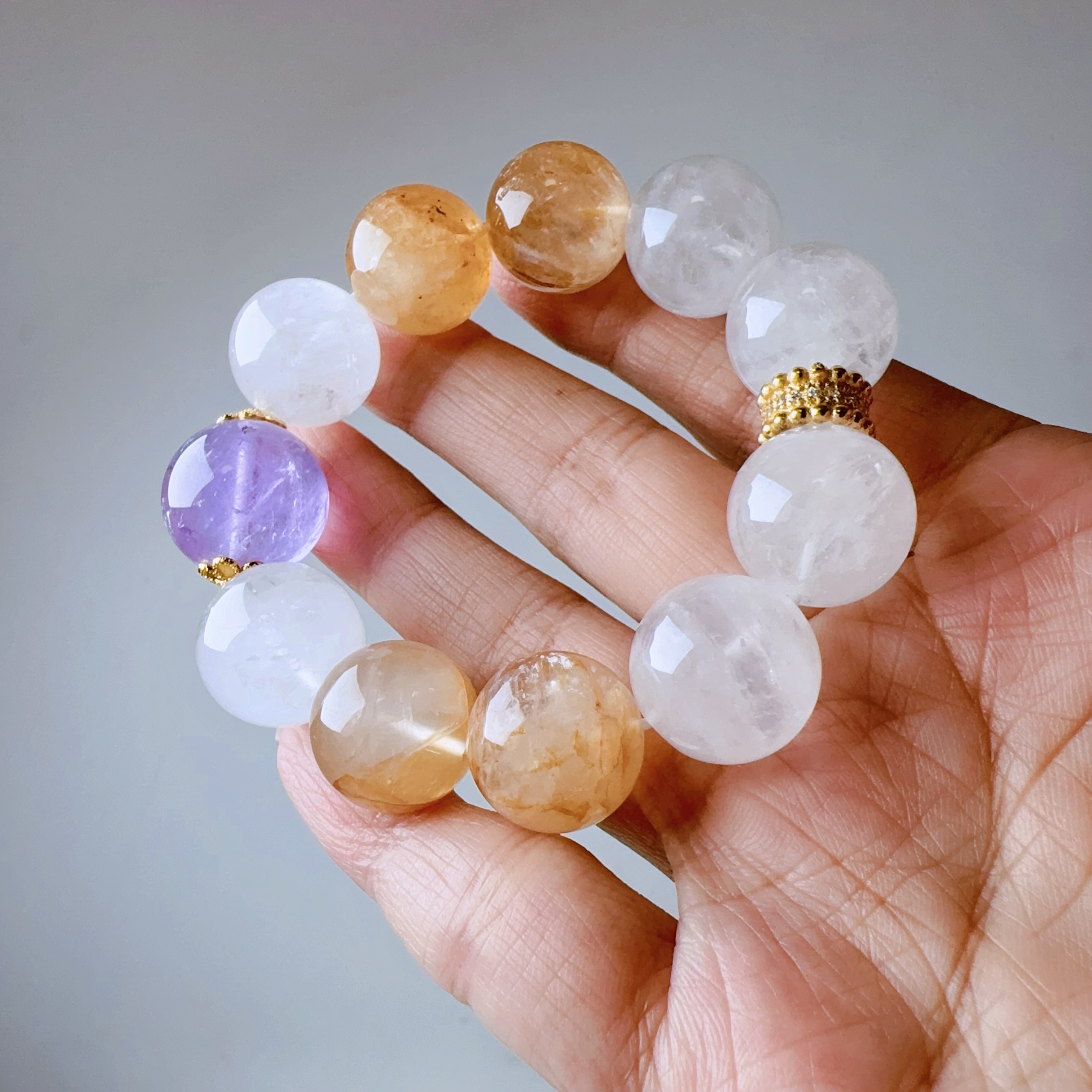 J PRINCESS·「天然水晶设计款 」紫水晶·黄胶花·雪花幽灵手串