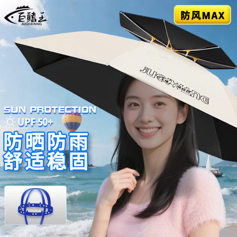 伞帽头戴雨伞帽子头戴式折叠太阳伞钓鱼户外防晒斗笠采茶遮阳环卫