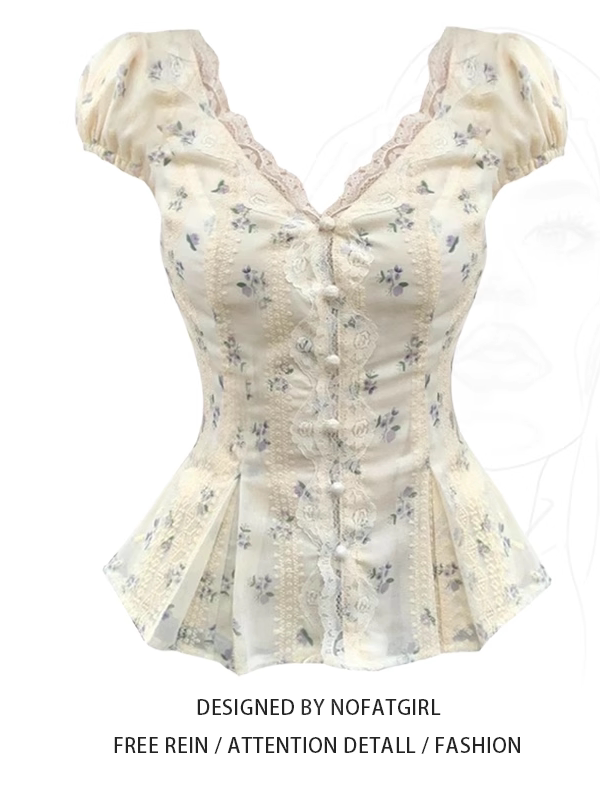 Plus Size Elegant V-Neck Shirt vs Regular Lace Blouses - Taobao product photo 4
