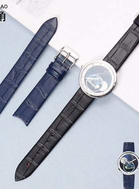转角适配艾戈勒真皮手表带爱勒天文学家月相6501A1 6504A6星空女