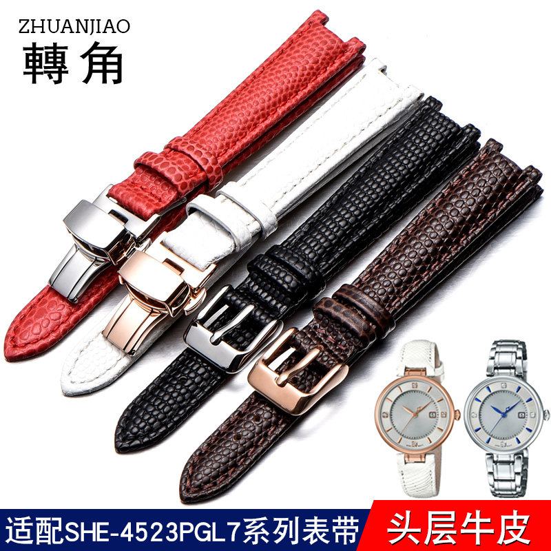 适配卡西欧sheen系列5331 she-4523 劳士顿3215l皮带女凹口手表带
