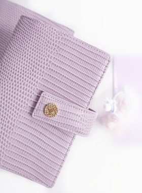 新品蜥蜴纹头层牛皮手帐活页二折A6PER A7活页真皮本A6FC