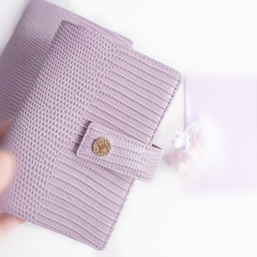 新品蜥蜴纹头层牛皮手帐活页二折A6PER A7活页真皮本A6FC