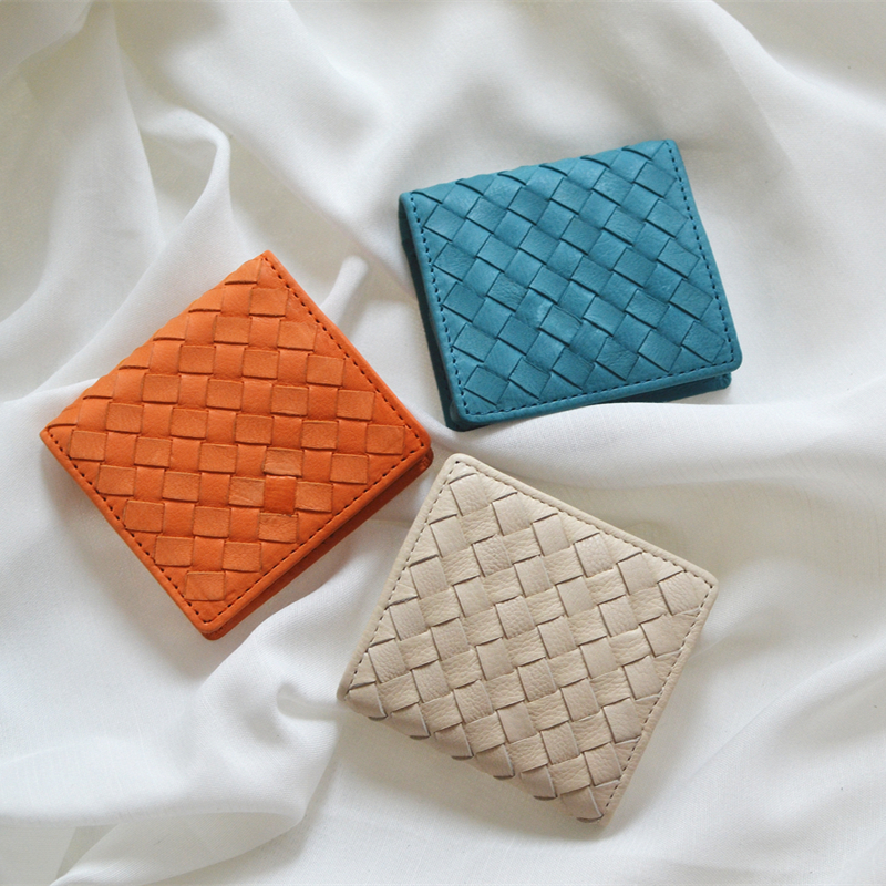 胎牛皮编织迷你硬币包