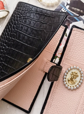 牛皮鳄鱼纹A6slim活页手帐 真皮紧凑型记事本笔记本weeks定页本皮