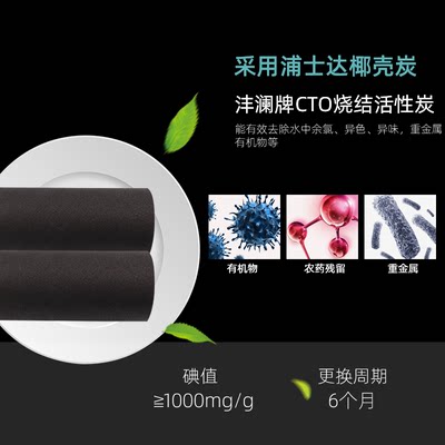 沣澜10寸CTO烧结活性炭家用净水器直饮纯水机通用活性碳过滤芯