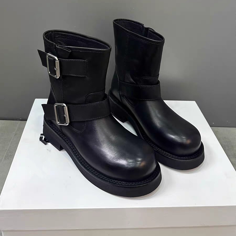 年诗歌兰女鞋2025秋欧货新款复古真皮骑士厚底金属扣马丁短靴,女鞋,马丁靴,淘宝优惠券,粉丝福利购,淘宝优惠卷