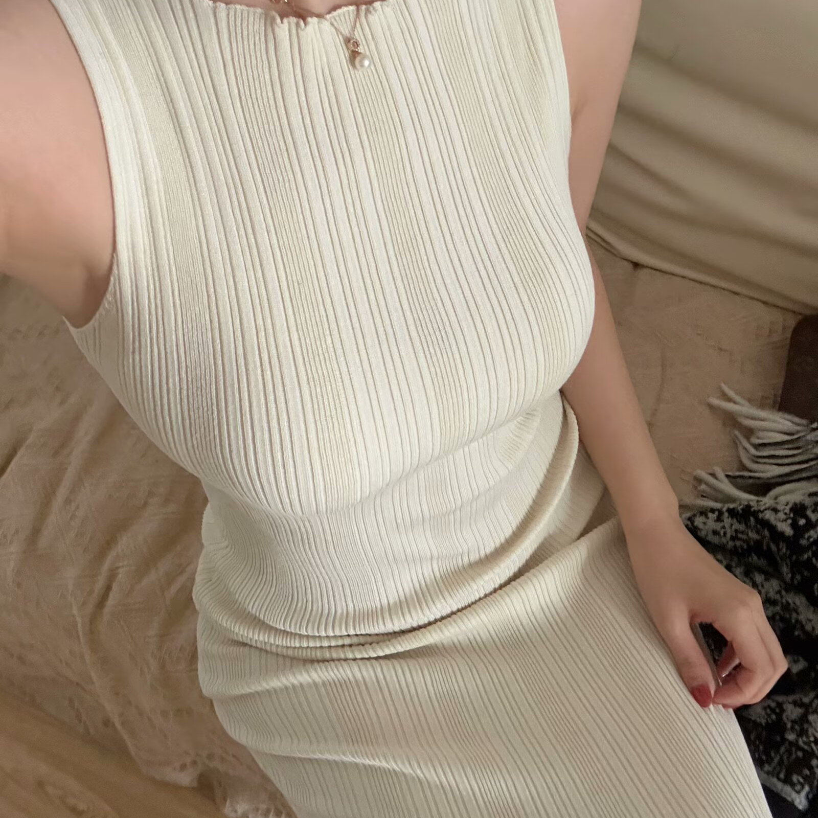 御姐风背心连衣裙子女夏季高腰新款小众质感高级感法式修身长款裙