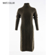 针织连衣裙CC19 white collar橄榄绿羊绒高翻领绞花长袖 302