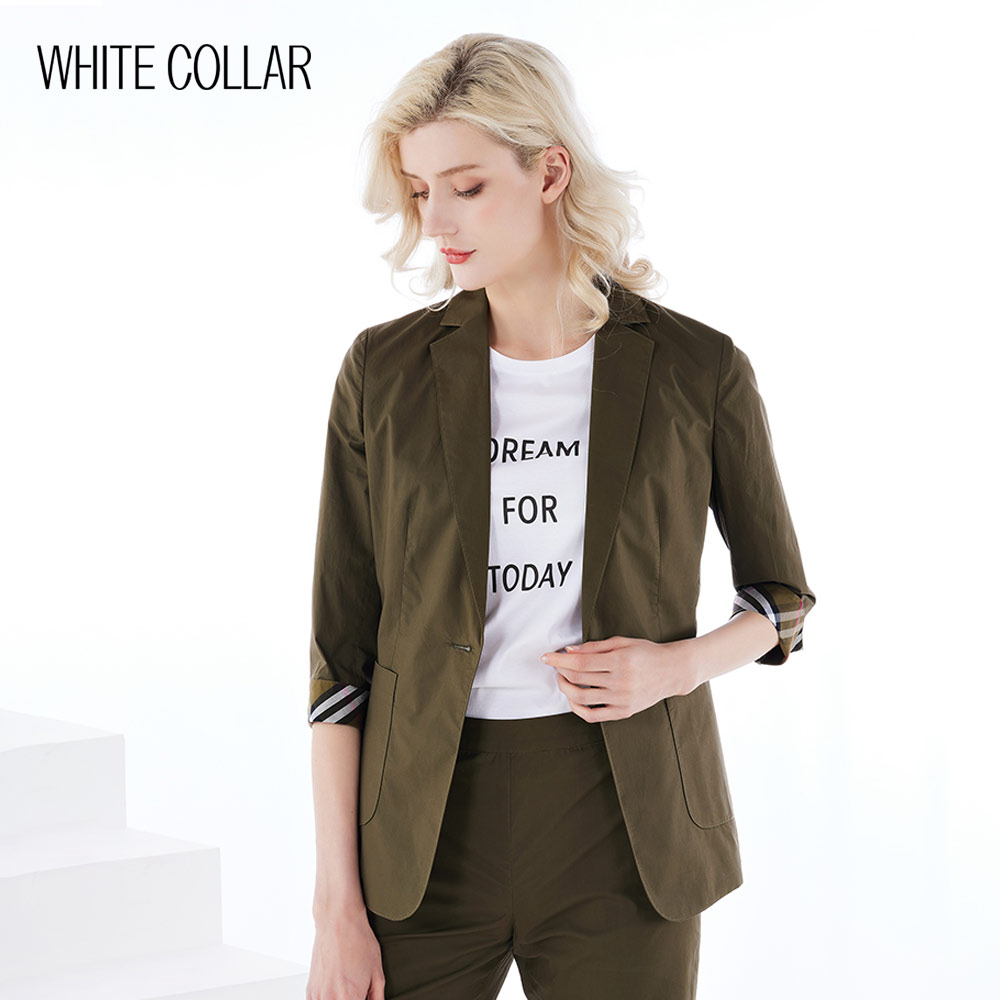 白领女士小西装休闲墨绿贴袋上衣