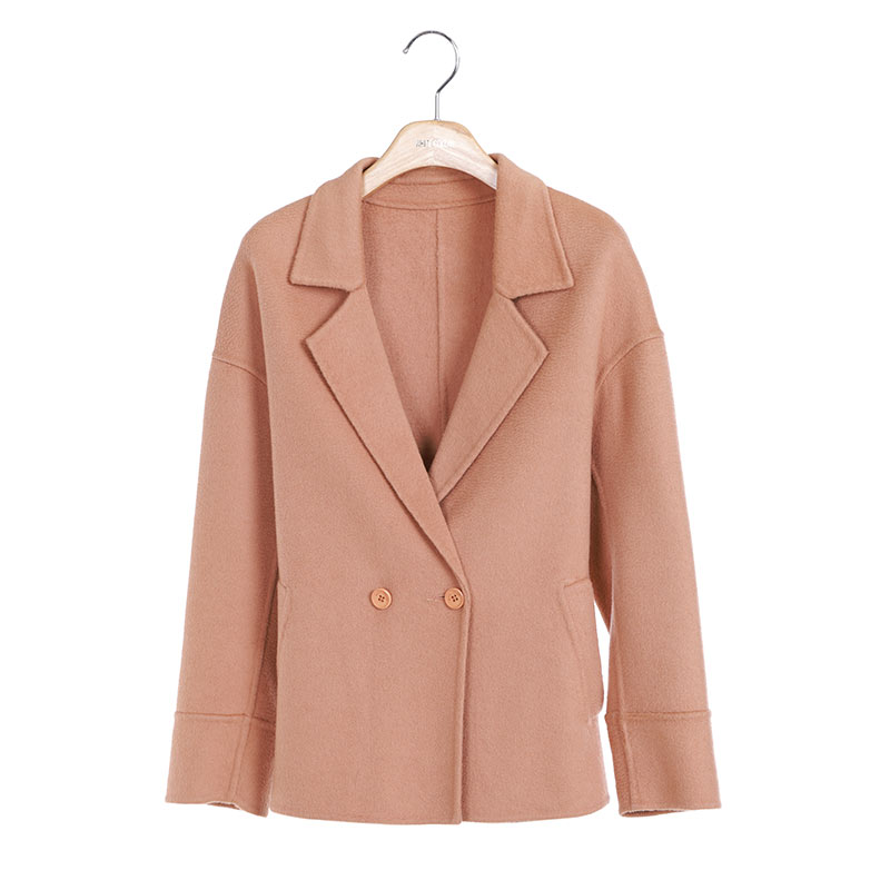 white collar波纹双面西服领插肩双排扣插兜长袖外衣LOVBSC22-601