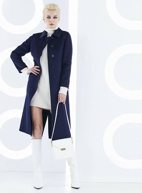 白领上青羊毛双面方领暗门襟系带长大衣GNBJ20-LOV902