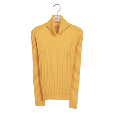 white collar两翻领绞花羊绒长袖套衫CC19-202