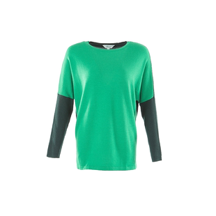 白领女装翠绿纯羊毛一字领长袖套衫毛衣针织衫WOOPS14-20Y