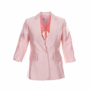 603 GNBJS18 白领墨绿宝蓝粉色丝毛西服领中袖 一粒扣上衣