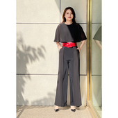 STA20 白领夏女士白色黑色STA拼麻纱圆领披肩飘片短袖 连身裤 LSK01