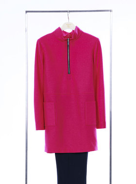 white collar玫红素面立领宽松款侧开叉外衣MEIHSM23-650