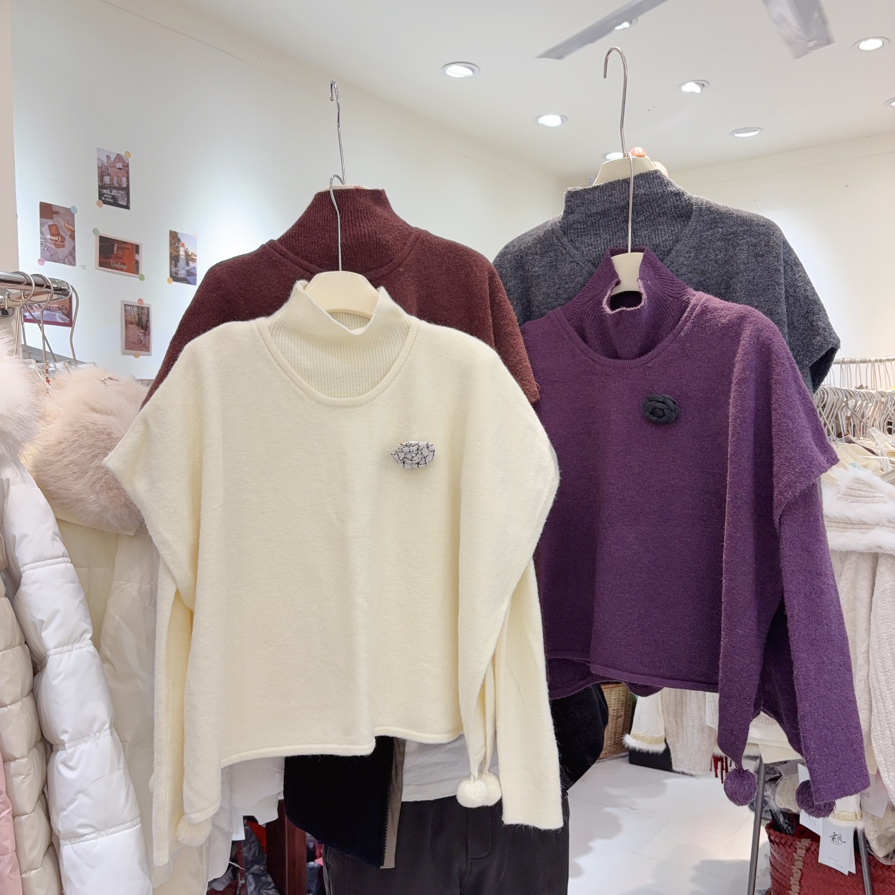 韩国东大门 两件套斗篷式毛衣百搭立领长袖针织衫女毛衣上衣柔软