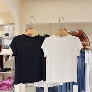 舒服显瘦纯色T恤女圆领修身打底衫正肩莱塞尔天丝棉月亮袖上衣女