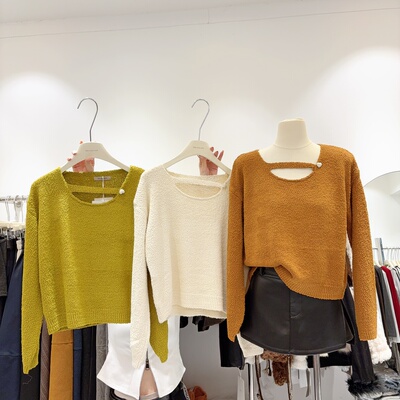 法式针织衫毛衣女韩系复古慵懒风设计感小众内搭打底上衣秋冬外穿