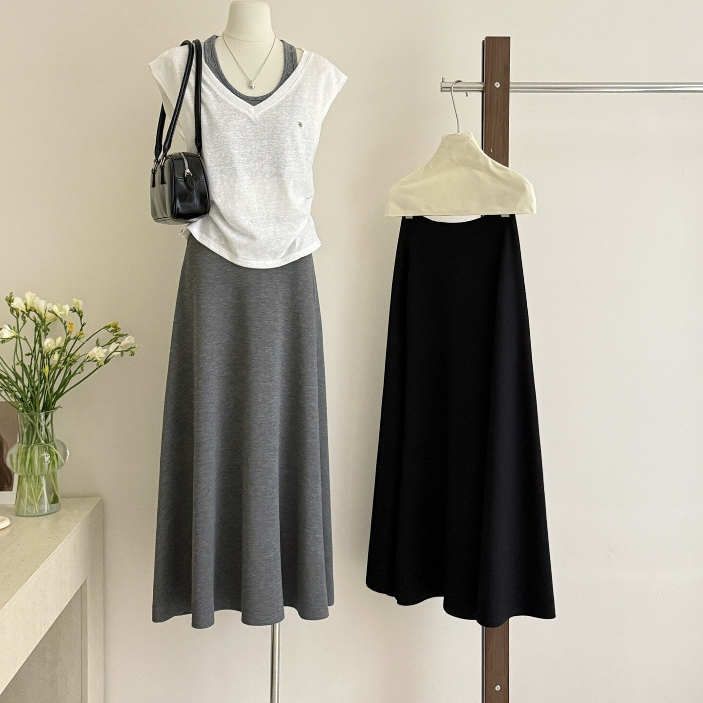 巨百搭！舒适面料铜氨丝光滑薄款半身裙女大摆裙夏季长裙慵懒风裙