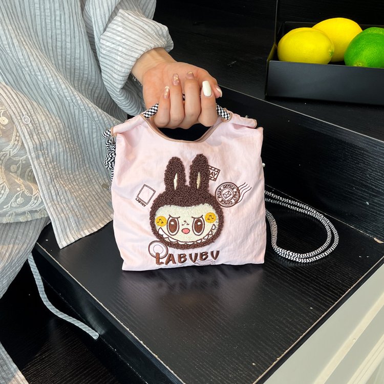 2025夏季新款日系刺绣拉布布防水购物袋bubu可爱百搭斜挎帆布包女