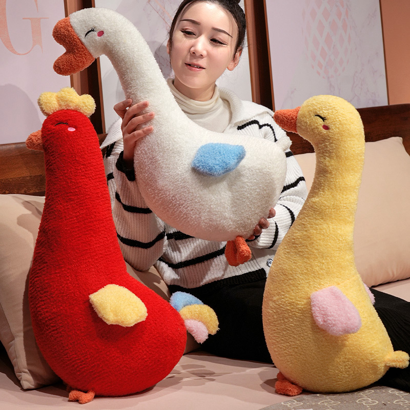 卡通大白鹅公仔毛绒玩具鸭子小鸡抱枕玩偶枕头靠背布娃娃生日礼物