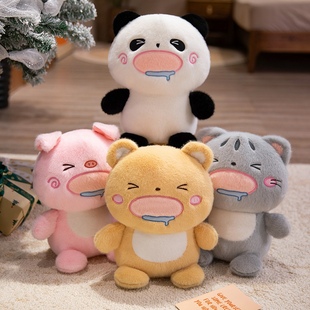 卡通吃货熊猫猪猪公仔毛绒玩具猫咪玩偶女孩床上睡觉抱枕靠垫娃娃