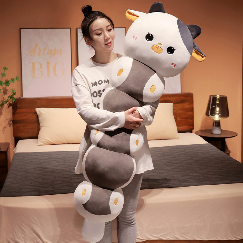 卡通动物毛毛虫公仔毛绒玩具奶牛长抱枕玩偶床上靠枕布娃娃夹腿枕